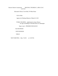 Historic District Commission MEETING, THURSDAY, APR