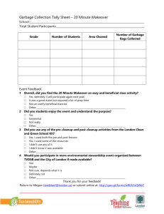 Garbage Collection Tally Sheet - 20 Minute Makeover