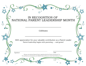 Parent Leadership Recognition Certificate