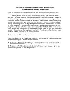 Treating a Fear of Giving Classroom Presentations