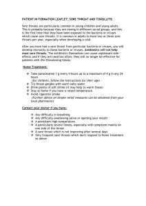 patient in formation leaflet: sore throat and tonsillitis