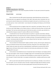 Sarah Hughes 'Going for Broke' Reading Comprehension