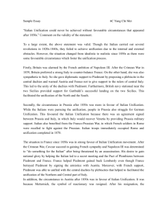 Italian Unification: Favorable Circumstances After 1850s