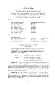Tacurong Ordinance: Barangay VAW Desks & Reporting System