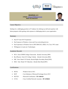 Shahnas A S - IT Professional Resume