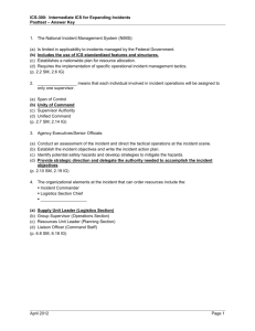 ICS-300 Posttest Answer Key: Incident Command System