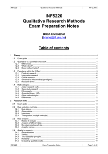 Qualitative Research Methods Exam Prep Notes