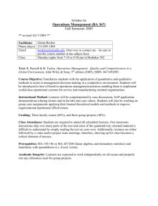 Production and Operations Management (BA 367)