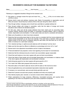 Checklist - Business Tax Returns