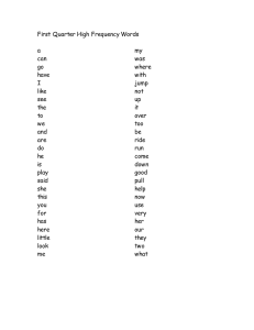 First Quarter High Frequency Words List