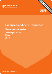 Example Candidate Responses (Standards Booklet) 0610 Cambridge IGCSE