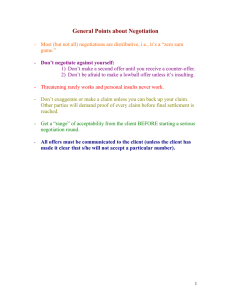 General Points about Negotiation