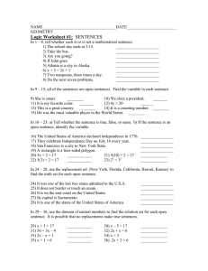 Geometry Logic Worksheet: Sentences & Variables