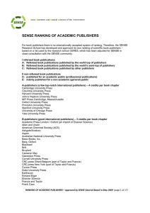 SENSE Ranking van Academische Uitgevers