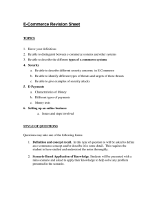 E-Commerce Revision Sheet: Topics, Security, Payments, Online Business
