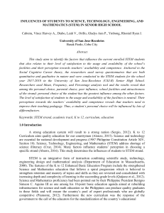 STEM Influences on Senior High Students: A Research Study