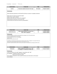 Future Tense Lesson Plan: Will & Going To