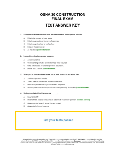 OSHA 30 Construction Final Exam Answer Key