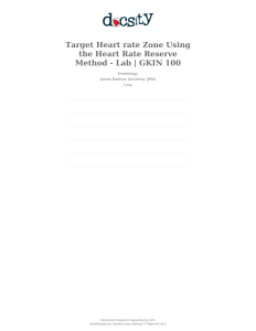 Target Heart Rate Zone Lab: Heart Rate Reserve Method