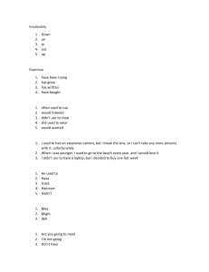 Grammar Exercises: Vocabulary, Tenses, and 'Used To'