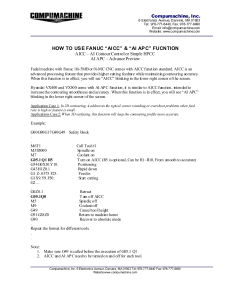 FANUC AICC & AI APC Function Guide