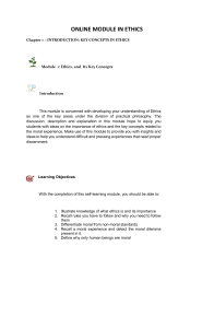 Ethics: Key Concepts & Moral Standards Online Module