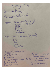 Biology Notes: Living vs. Non-Living Characteristics