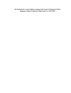 Online Learning Productivity of Grade 12 Students