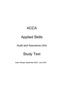 ACCA Audit & Assurance (AA) Study Text