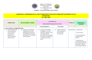 IPCRF-DP: Teacher Performance & Development Plan