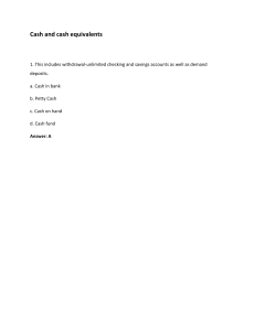 Cash and Cash Equivalents Quiz Question