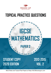 IGCSE Math Paper 2 Practice Questions