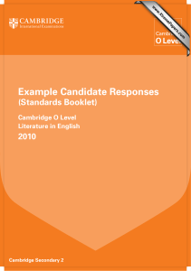 Cambridge O Level Literature Standards Booklet