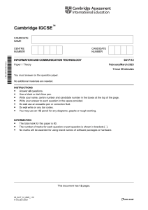 Cambridge IGCSE ICT Paper 1 Theory Exam