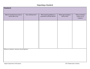 Unpacking a Standard Worksheet for Educators