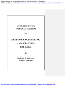 Systems Engineering Solutions Manual 5th Edition