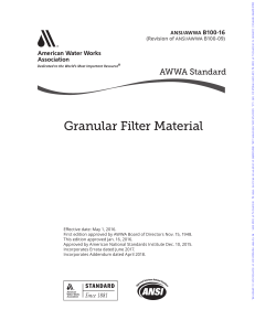 AWWA B100-16: Granular Filter Material Standard