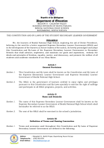 SSLG Constitution & By-Laws - Bonfal National High School
