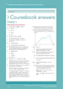 Physics Coursebook Answers: AS & A Level Kinematics