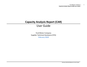 Ford CAR User Guide: Capacity Analysis & Planning